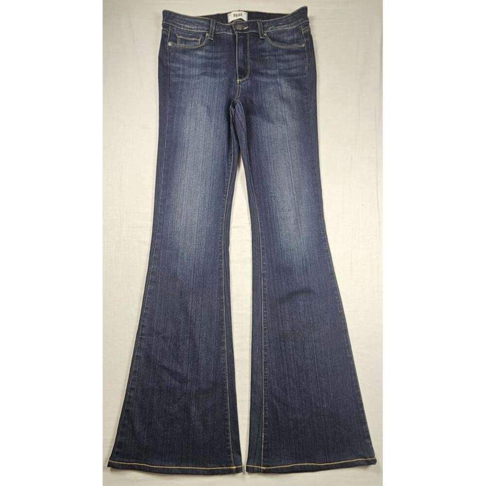 Paige Women’s Size 29 H.H. Boot Wide Leg Dark Wash Stretch‎ Denim Blue Jeans